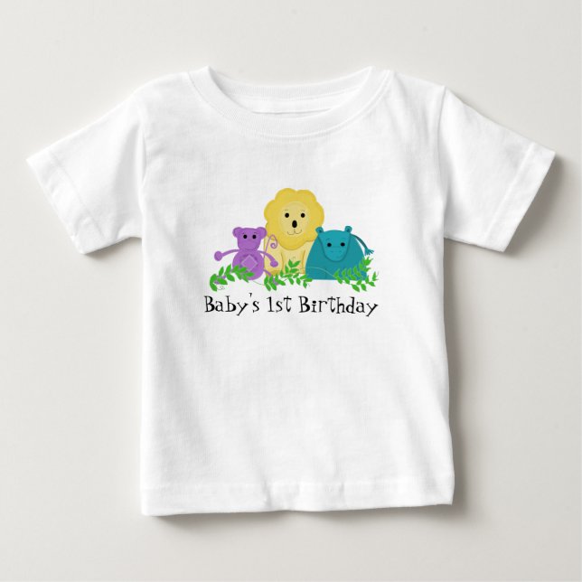 Zoo Animals Baby's 1st Birthday Baby T-Shirt (Front)