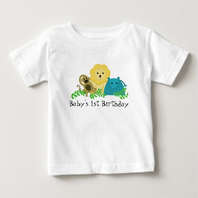 Zoo Animals Baby's 1st Birthday Baby T-Shirt (Front)