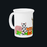 Zoo Animals Beverage Pitcher<br><div class="desc">A collection of cute zoo animals across this pitcher. A pink elephant, silly zebra, a cute tiger, a tall giraffe, blue hippo and a lion.</div>