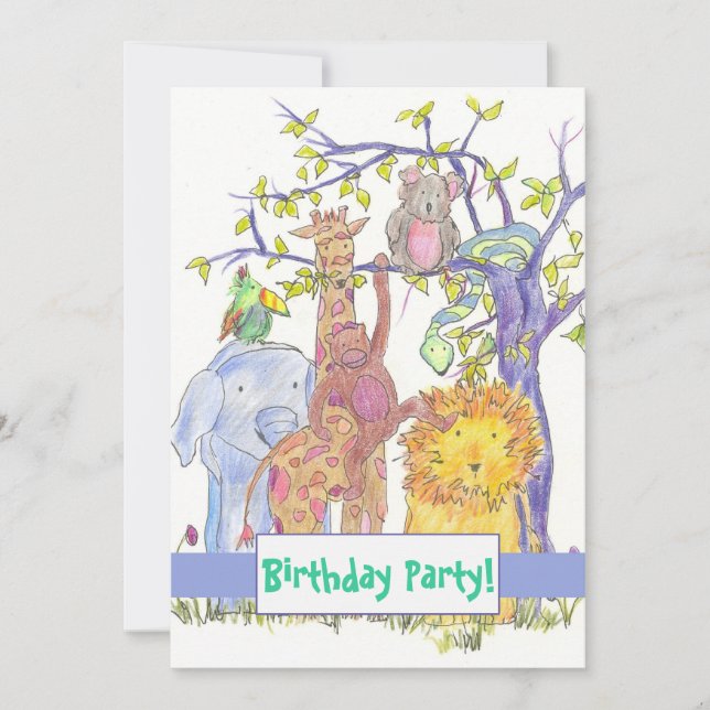 Zoo Animals Birthday Party Invitation (Front)