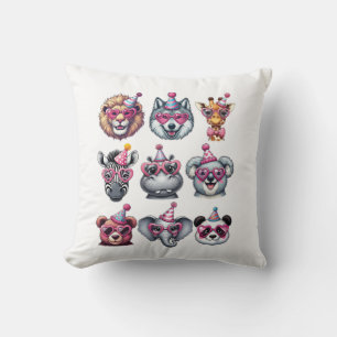 Zoo Animals Birthday Party Wildlife Lovers Boys Gi Throw Pillow