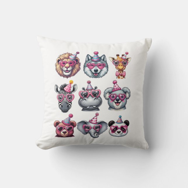 Zoo Animals Birthday Party Wildlife Lovers Boys Gi Throw Pillow (Front)