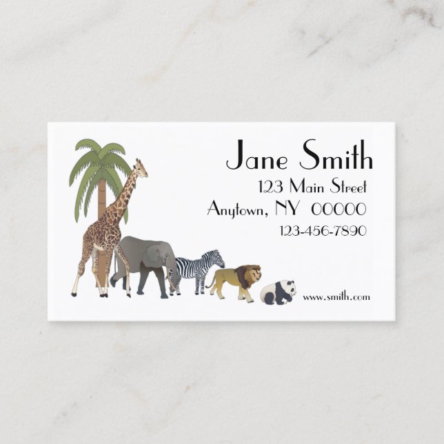 Zoo Animals Business Card (Front)