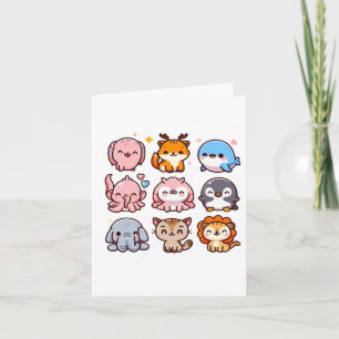 Zoo Animals Cute Cartoon Sticker Card