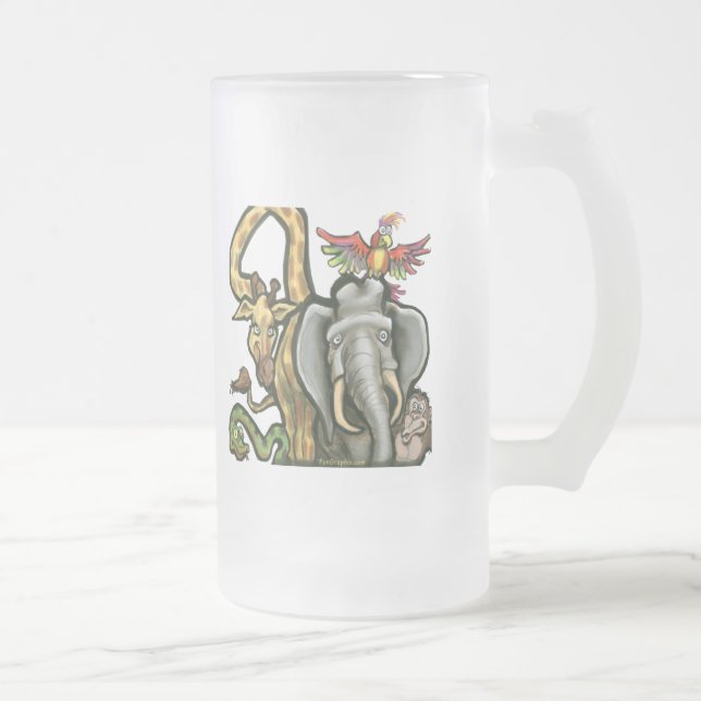Zoo Animals Frosted Glass Beer Mug (Right)