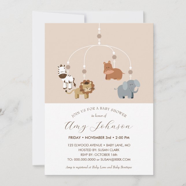 Zoo Animals Gender Neutral Baby Shower Invitation (Front)