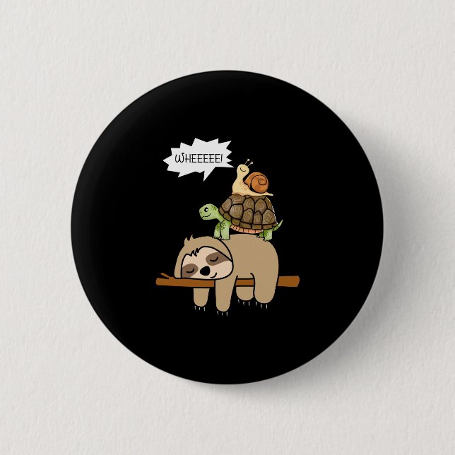 Zoo animals gift snail turtle sloth performance  button (Front)