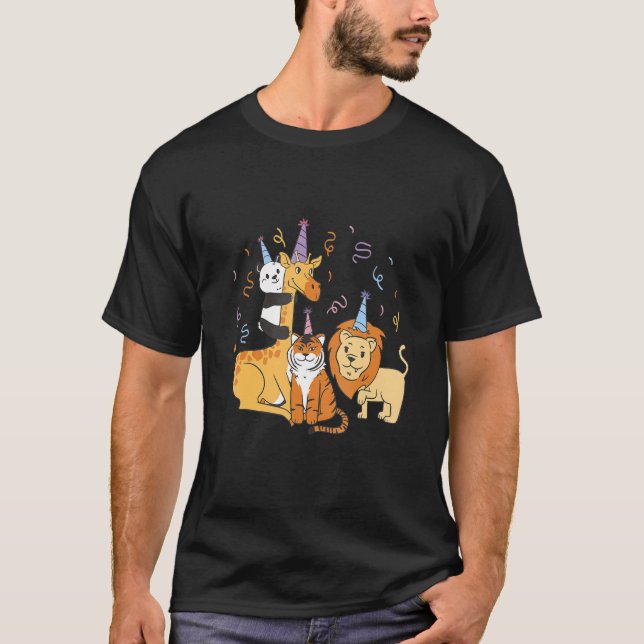 Zoo Animals Having a Birthday Party T-Shirt (Front)