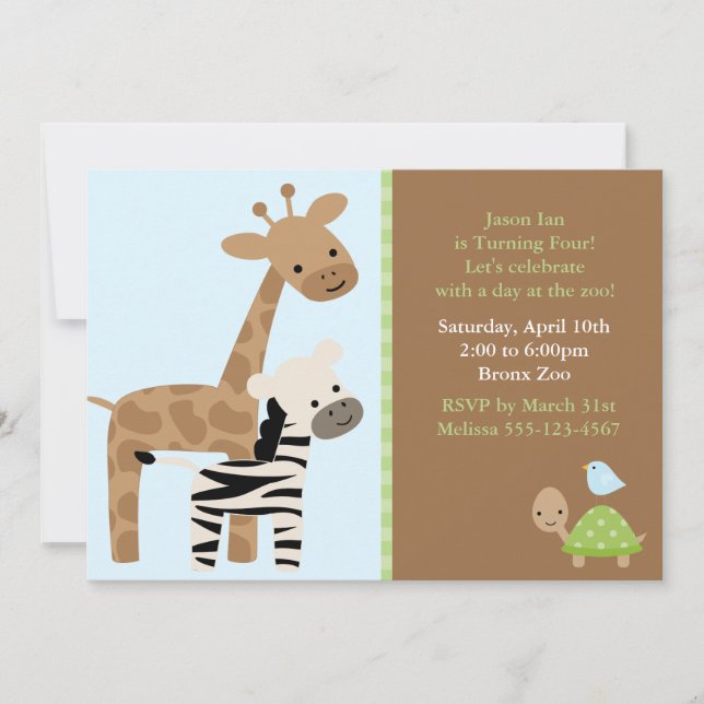 Zoo Animals Invitation (Front)