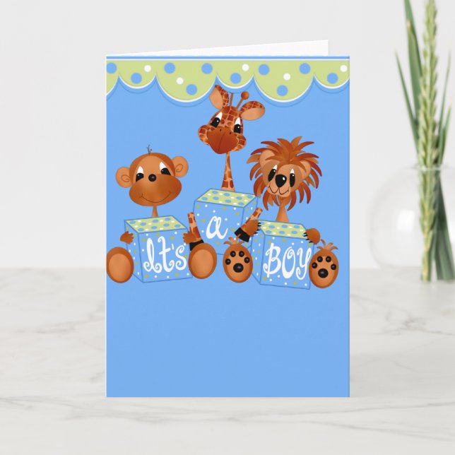 Zoo Animals It's a Boy Cards (Front)