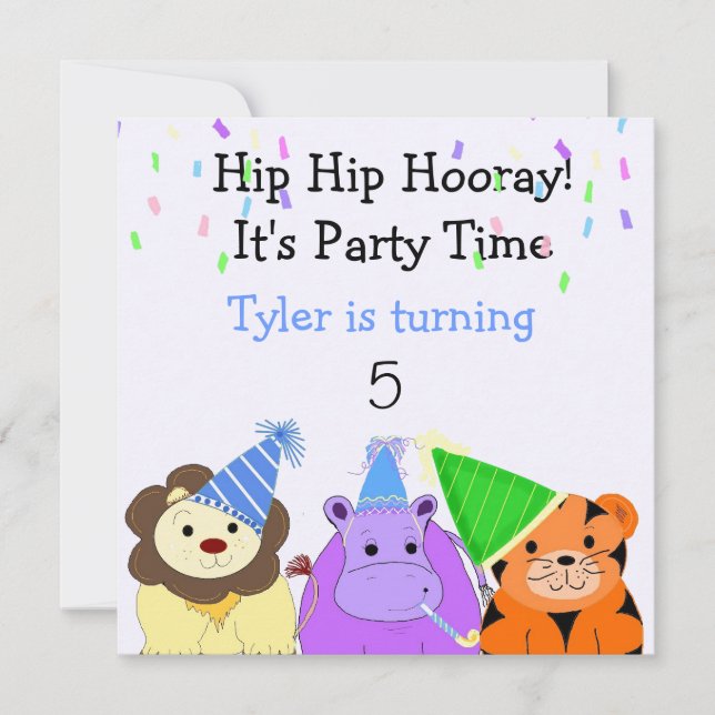 Zoo Animals Party Invitation (Front)