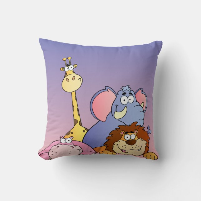 Zoo Animals Throw Pillow (Front)