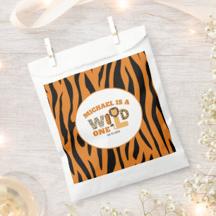 ZOO Animals Tiger Stripes WILD ONE 1st Birthday  Favor Bag