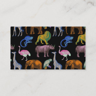 Zoo Animals Vibrant Colors Pop Art Animal Lovers Business Card