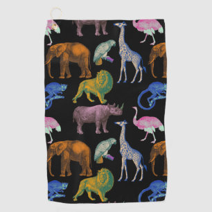 Zoo Animals Vibrant Colors Pop Art Animal Lovers Golf Towel