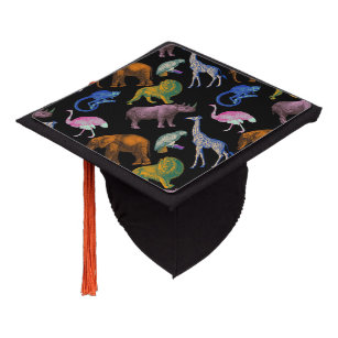 Zoo Animals Vibrant Colors Pop Art Animal Lovers Graduation Cap Topper