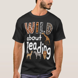 Zoo Animals Wild About Reading Books Reader Lover  T-Shirt