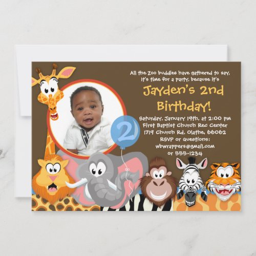 Zoo Animals - Wild Animals Birthday Invitation