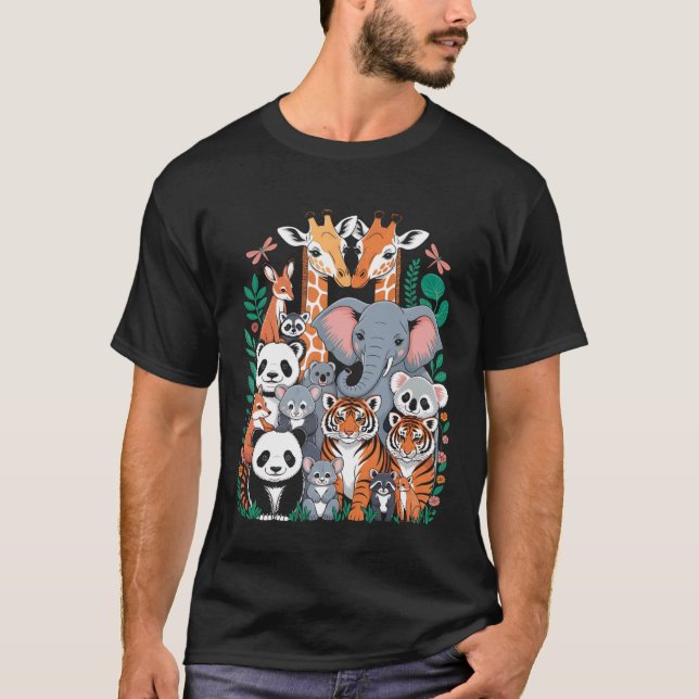 Zoo Animals Wildlife Birthday Party Animal Safari  T-Shirt (Front)