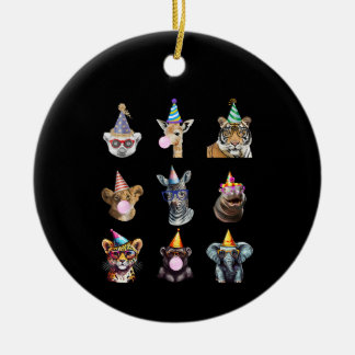 Zoo Animals Wildlife Birthday Party Cute Zoo Day Ceramic Ornament