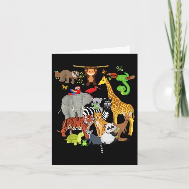 Zoo Animals Wildlife Birthday Party Zoo Day 26 Ani Card (Front)