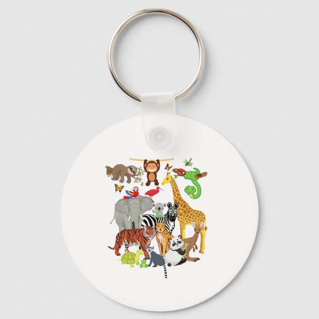 Zoo Animals Wildlife Birthday Party Zoo Day 26 Ani Keychain (Front)