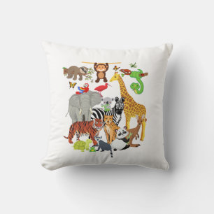 Zoo Animals Wildlife Birthday Party Zoo Day 26 Ani Throw Pillow