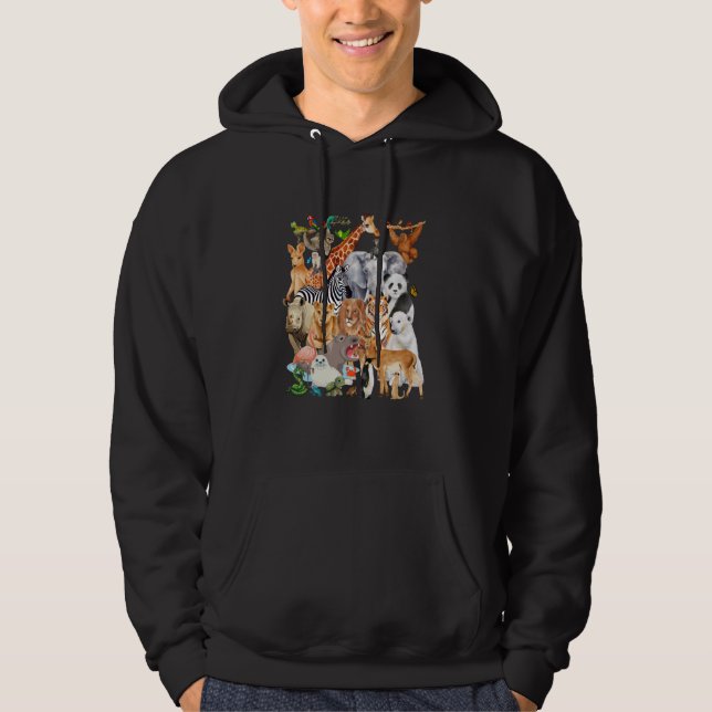 Zoo Animals Wildlife Birthday Party Zoo Day 36 Ani Hoodie (Front)