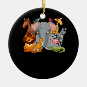 Zoo Animals Wildlife Birthday Party Zoo Day Ceramic Ornament