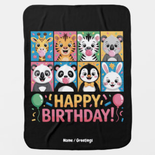 Zoo Animals Wildlife Birthday Party Zoo Day Funny Baby Blanket