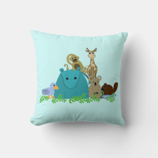 Zoo Animals with Vines Throw Pillow
