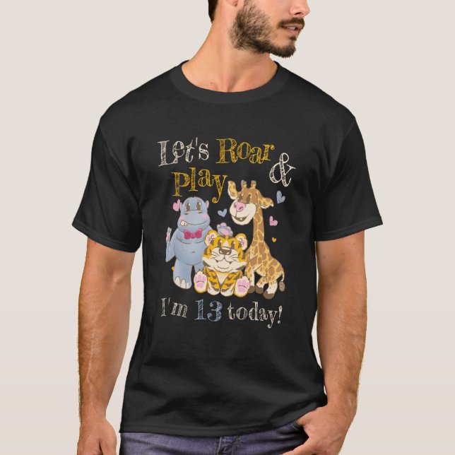 Zoo Animals Zookeeper Outfit 13th Birthday Party S T-Shirt (Front)