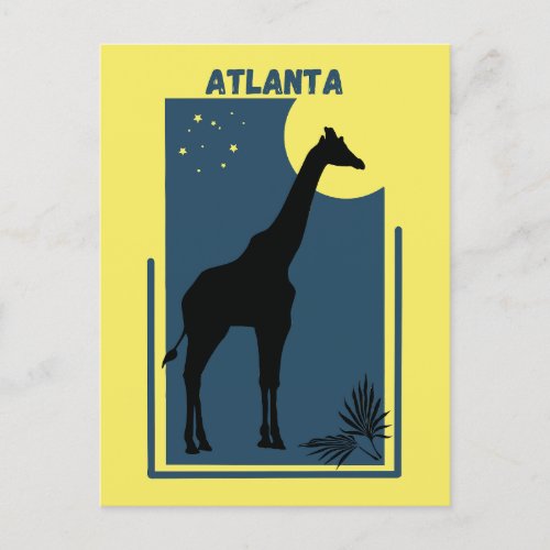 Zoo Atlanta Georgia Vintage Giraffe Postcard