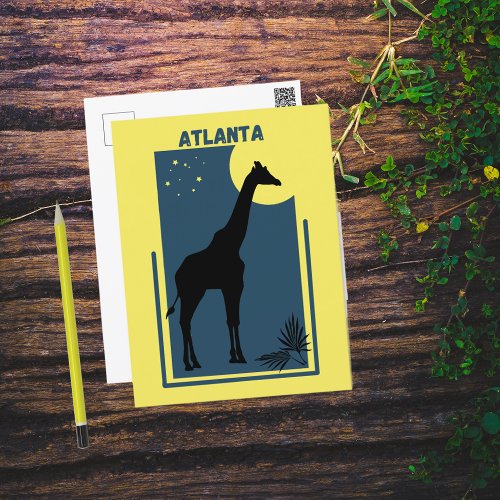 Zoo Atlanta Georgia Vintage Giraffe Postcard