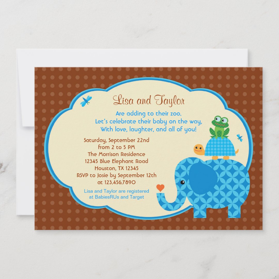 Zoo Baby Boy Shower Invitation Zazzle