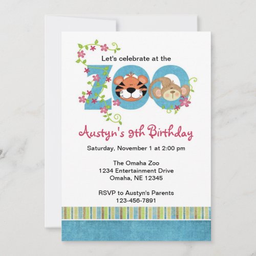 Zoo Birthday Party Invitations