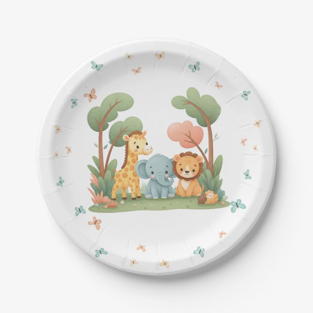 Zoo Birthday Party Paper Plates (Front)