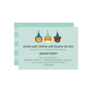 Zoo birthday with lions, tigers, bears Invitation