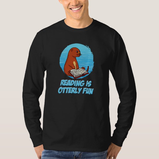 Zoo Book Animal  Bookworm  Sea Otter Reading T-Shirt (Front)