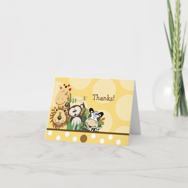 ZOO CREW Animals (Yellow) Folded thank you note (Front)