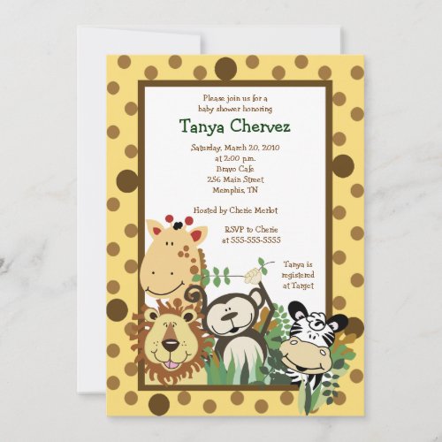 ZOO CREW Jungle Safari Baby Shower 5x7 Personalized Invite