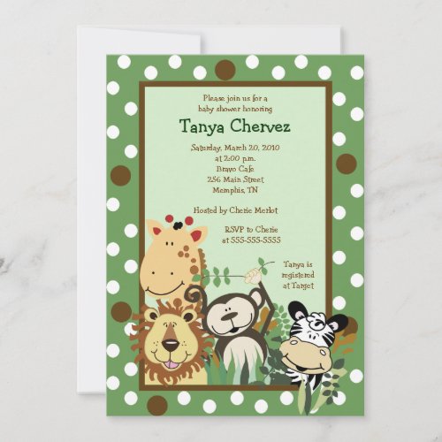 ZOO CREW Jungle Safari Baby Shower 5x7 Invitation
