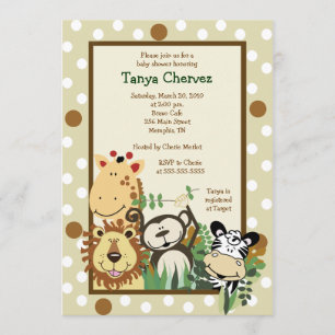 ZOO CREW Jungle Safari Baby Shower 5x7 Invitation