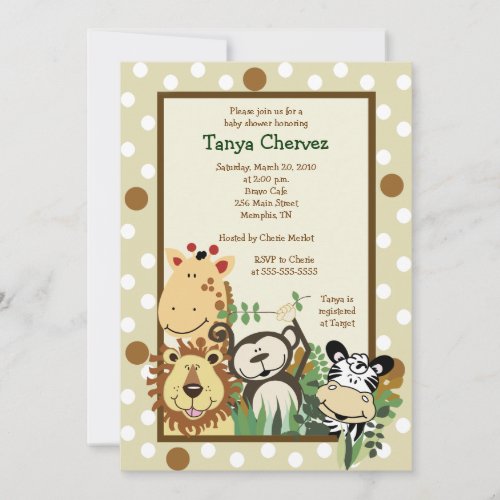 ZOO CREW Jungle Safari Baby Shower 5x7 Personalized Invites