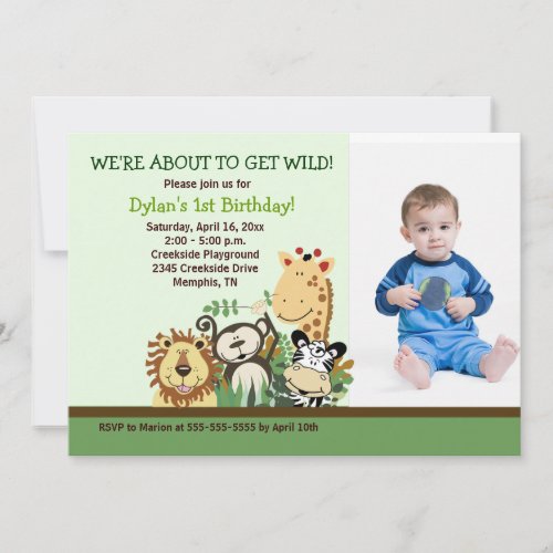 Zoo Crew Jungle Safari *PHOTO* Birthday 5x7 Invite