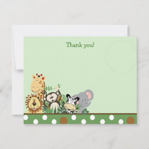 ZOO CREW with Elephant Flat Thank you note Card