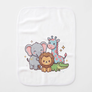 Zoo Cute Animal Kawaii Child Fun Wilds Safari Trip Baby Burp Cloth