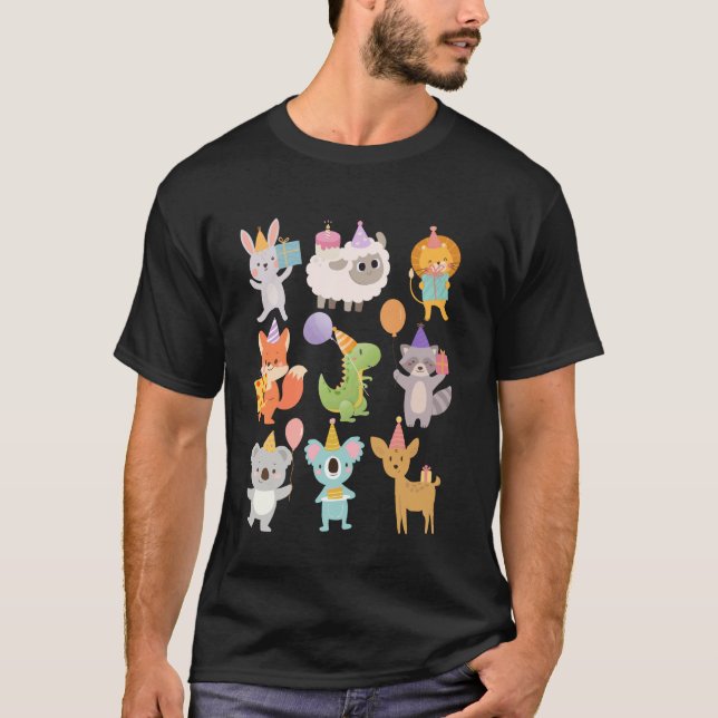 Zoo Day Wildlife 9 Animals Birthday Party Women an T-Shirt (Front)