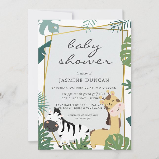 Zoo Forest Neutral Baby Shower Invitation (Front)