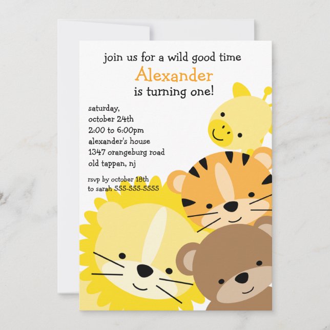 Zoo Fun Birthday Party Invitation (Front)